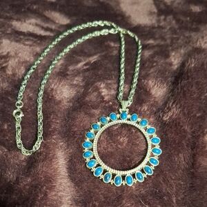 Elegant Blue Stone Pendant Necklace